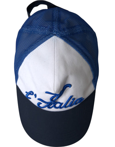 Dolce & Gabbana Blau Weiß Schwarz Italia Mesh Baseballmütze