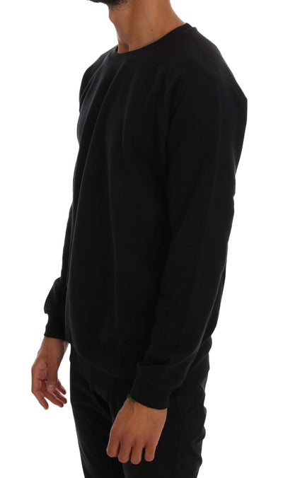 Daniele Alessandrini Schwarzer Pullover aus Baumwolle mit Rundhalsausschnitt