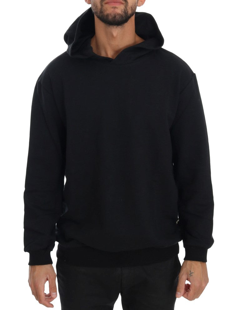 Daniele Alessandrini Schwarzer Gym Casual Baumwollpullover mit Kapuze