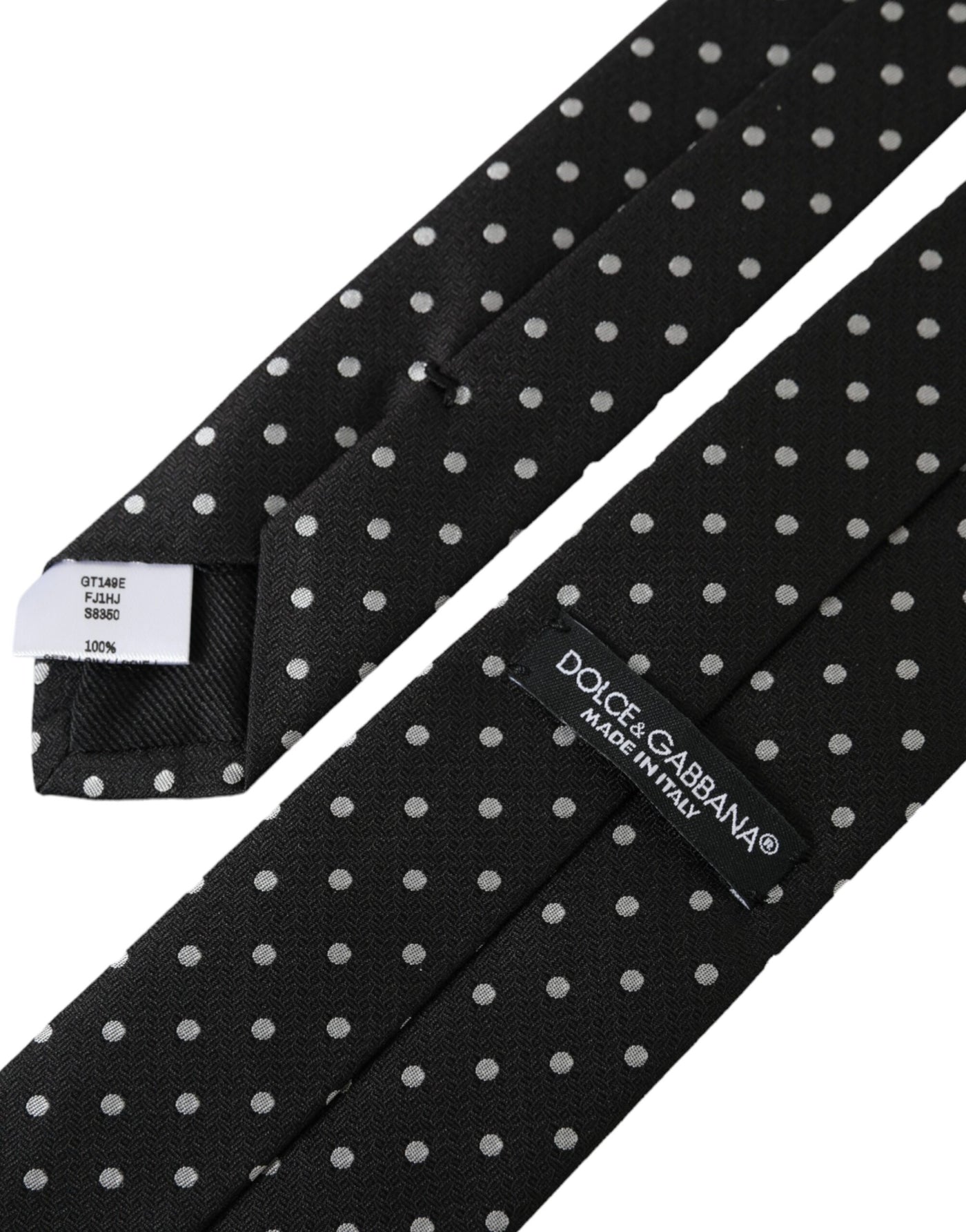 Dolce & Gabbana Schwarz Weiß Polka Dots 100% Seide Krawatte Gesichtsmaske