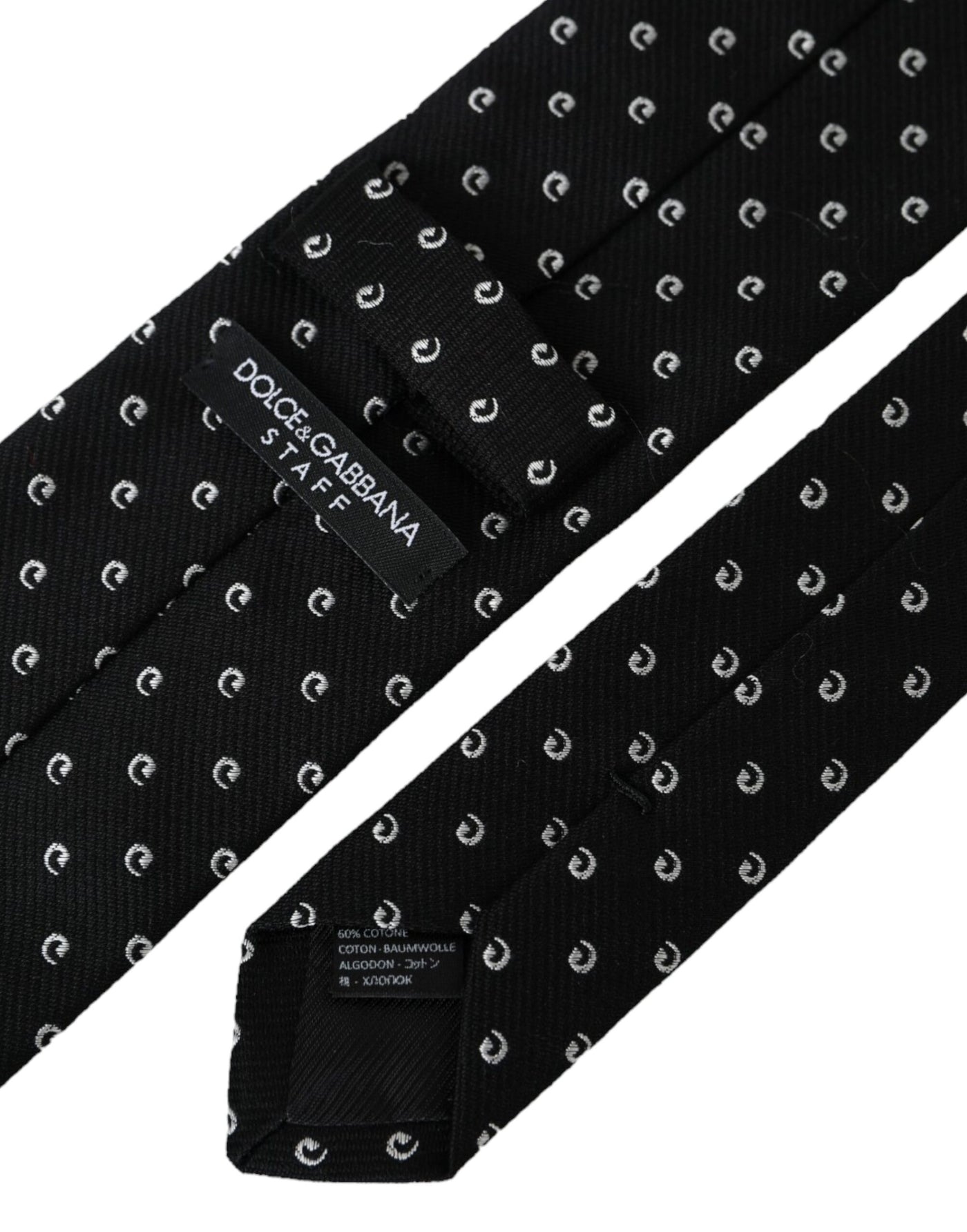Dolce & Gabbana Verstellbare Krawatte mit schwarzem Logo aus Baumwollmischung