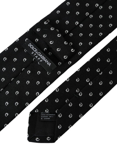 Dolce & Gabbana Verstellbare Krawatte mit schwarzem Logo aus Baumwollmischung
