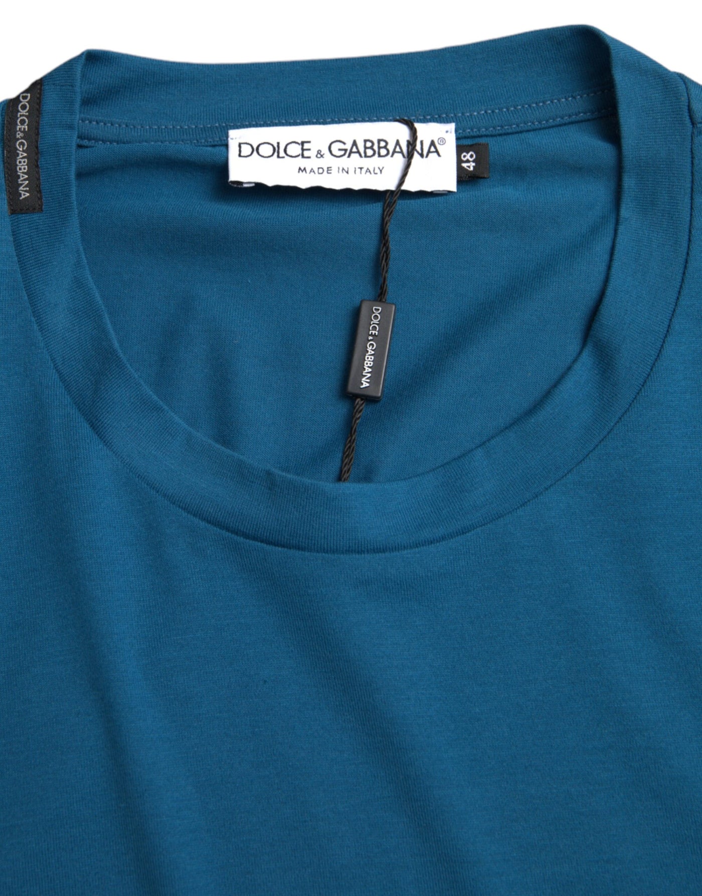 Dolce & Gabbana Blaues Logo-Rundhals-T-Shirt mit kurzen Ärmeln