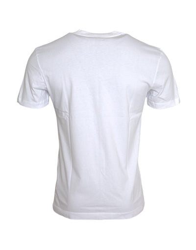 Dolce & Gabbana Weiß Baumwolle DG Applique Männer Casual T-Shirt