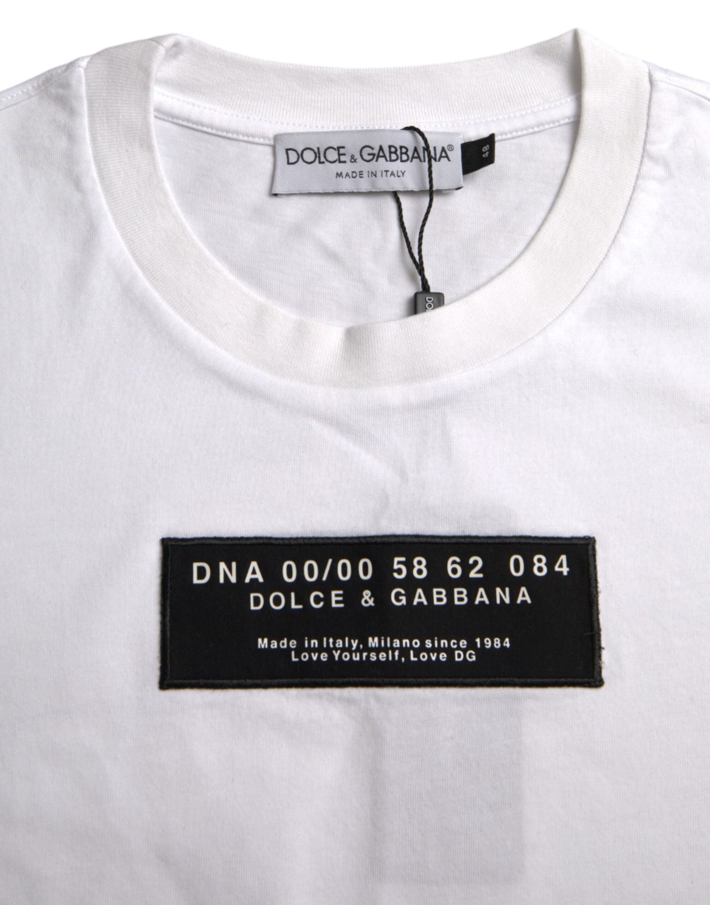 Dolce & Gabbana Weiß Baumwolle DG Applique Männer Casual T-Shirt