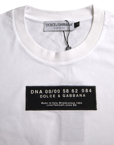 Dolce & Gabbana Weiß Baumwolle DG Applique Männer Casual T-Shirt