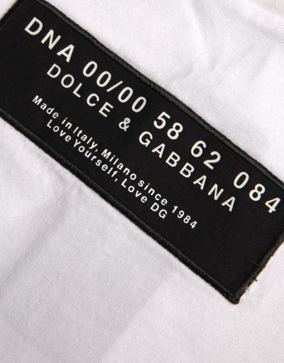 Dolce & Gabbana Weiß Baumwolle DG Applique Männer Casual T-Shirt