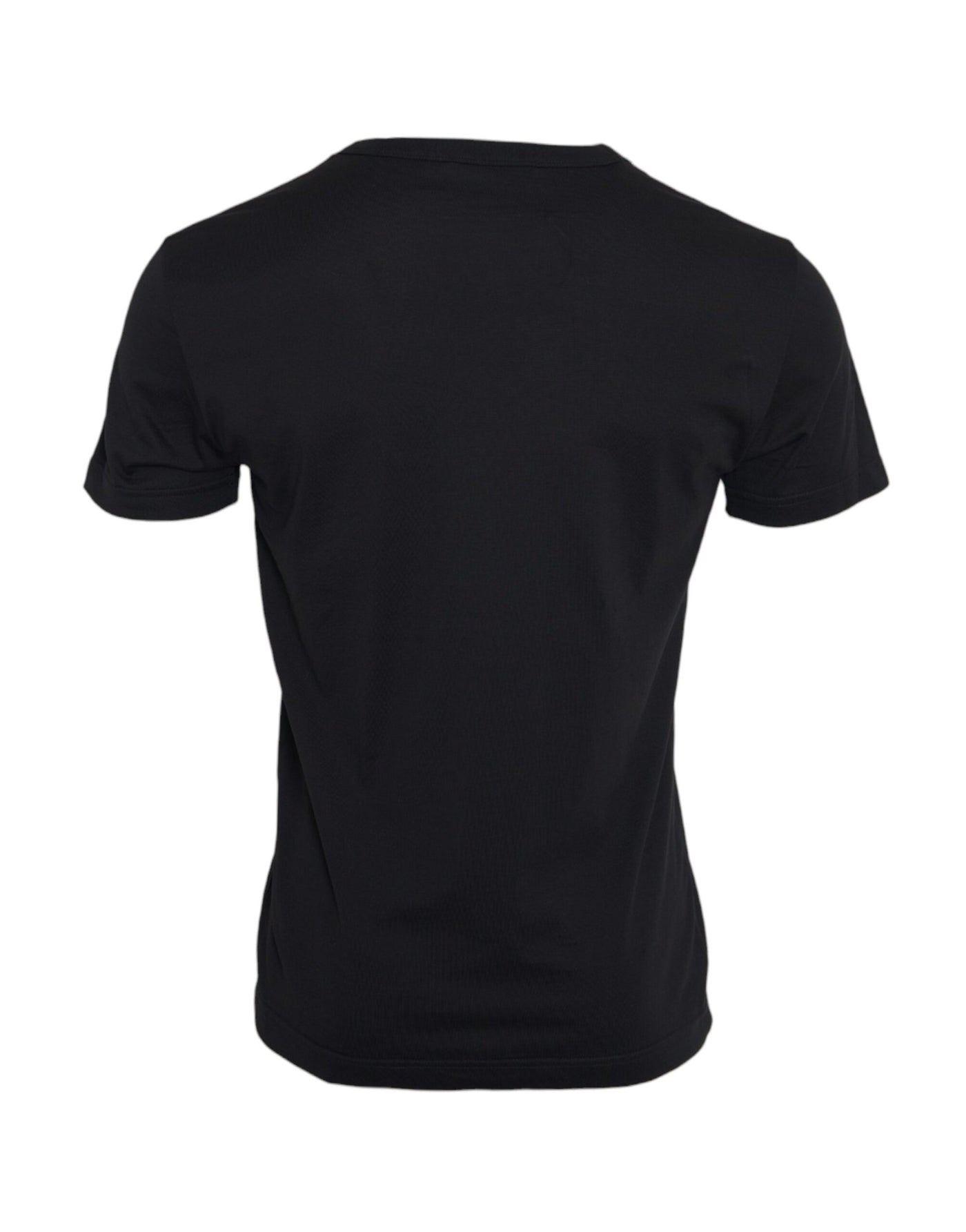 Dolce & Gabbana Schwarzes Baumwoll-Silberketten-T-Shirt mit kurzen Ärmeln