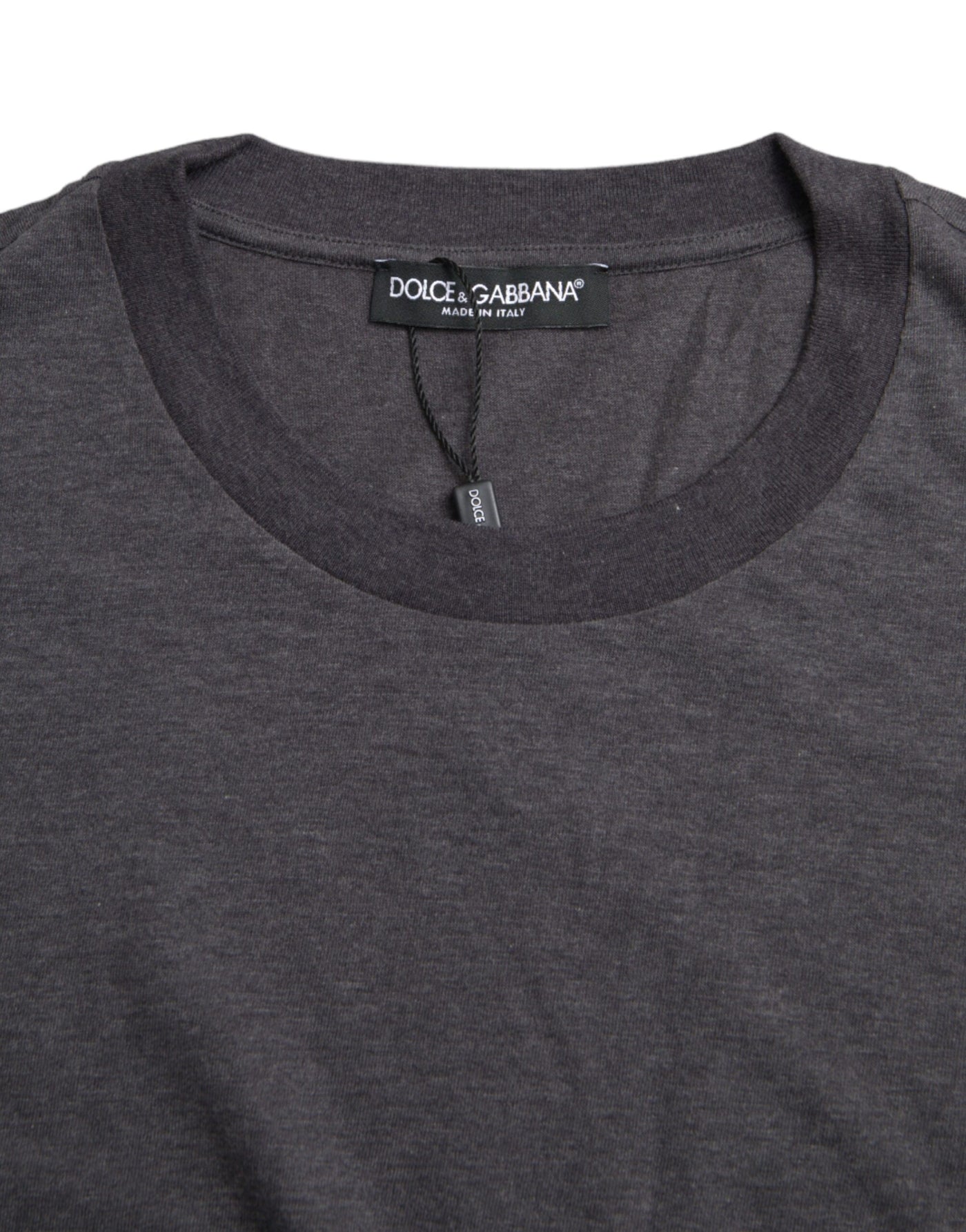 Dolce & Gabbana Graues Baumwoll-T-Shirt mit Rundhalsausschnitt und kurzen Ärmeln