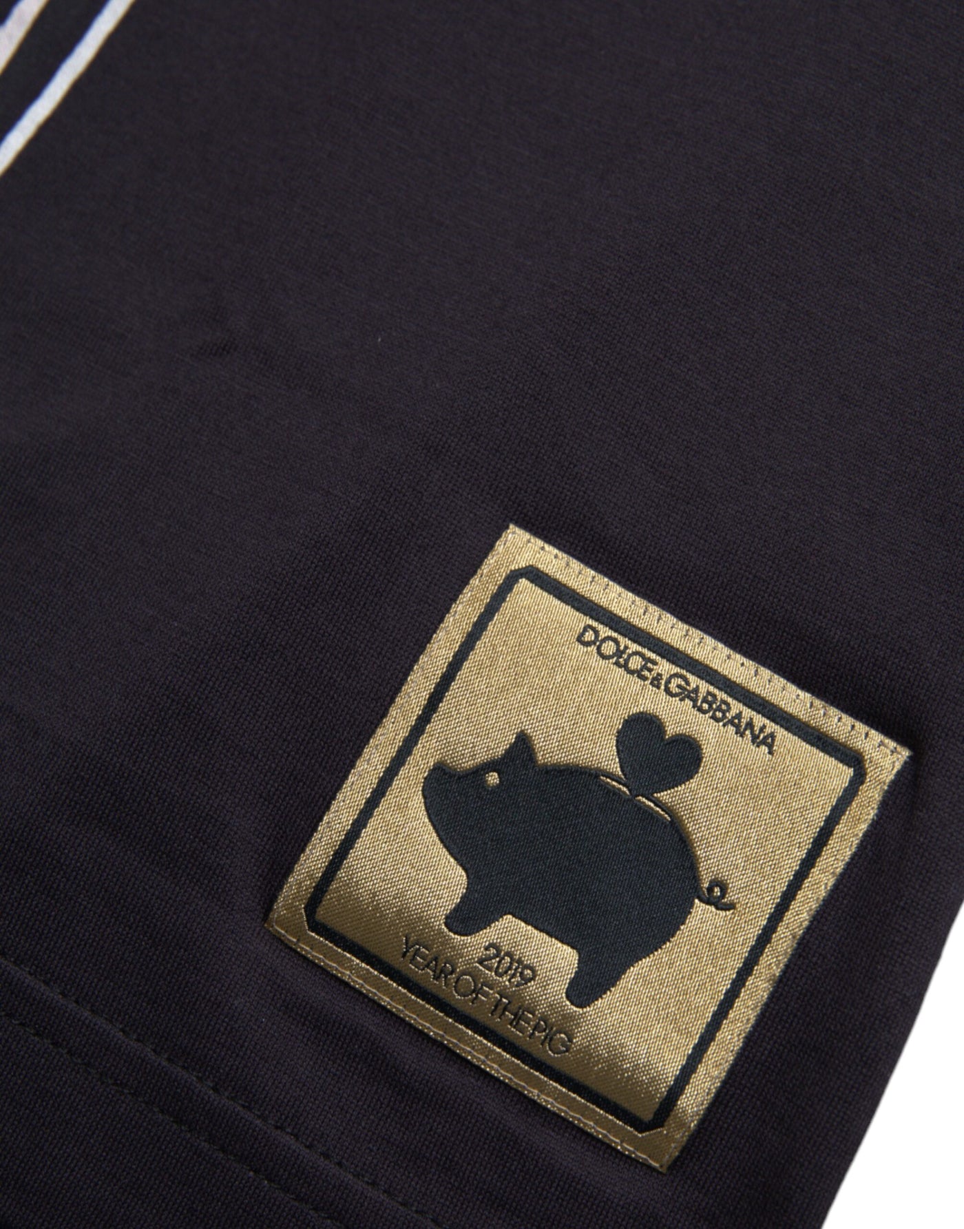 Dolce & Gabbana Schwarzes Baumwoll-T-Shirt 2019 Jahr des Schweins