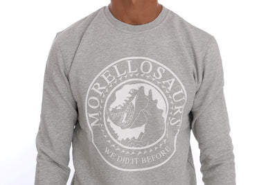 Frankie Morello Grauer Pullover aus Baumwolle mit Rundhalsausschnitt