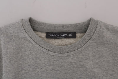 Frankie Morello Grauer Pullover aus Baumwolle mit Rundhalsausschnitt