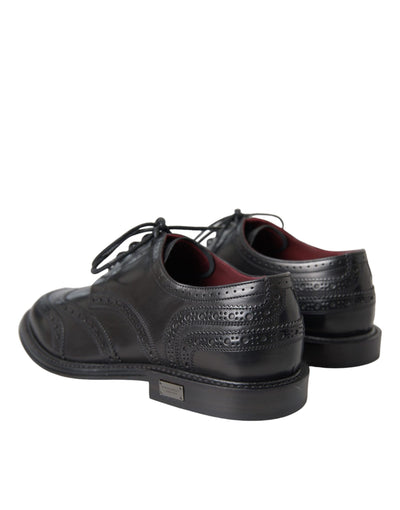 Dolce & Gabbana Schwarzes Leder Oxford Wingtip Formale Männer Schuhe