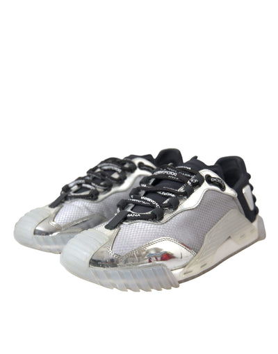 Dolce & Gabbana Silber Schwarz Nylon NS1 Low Top Sneakers Männer Schuhe