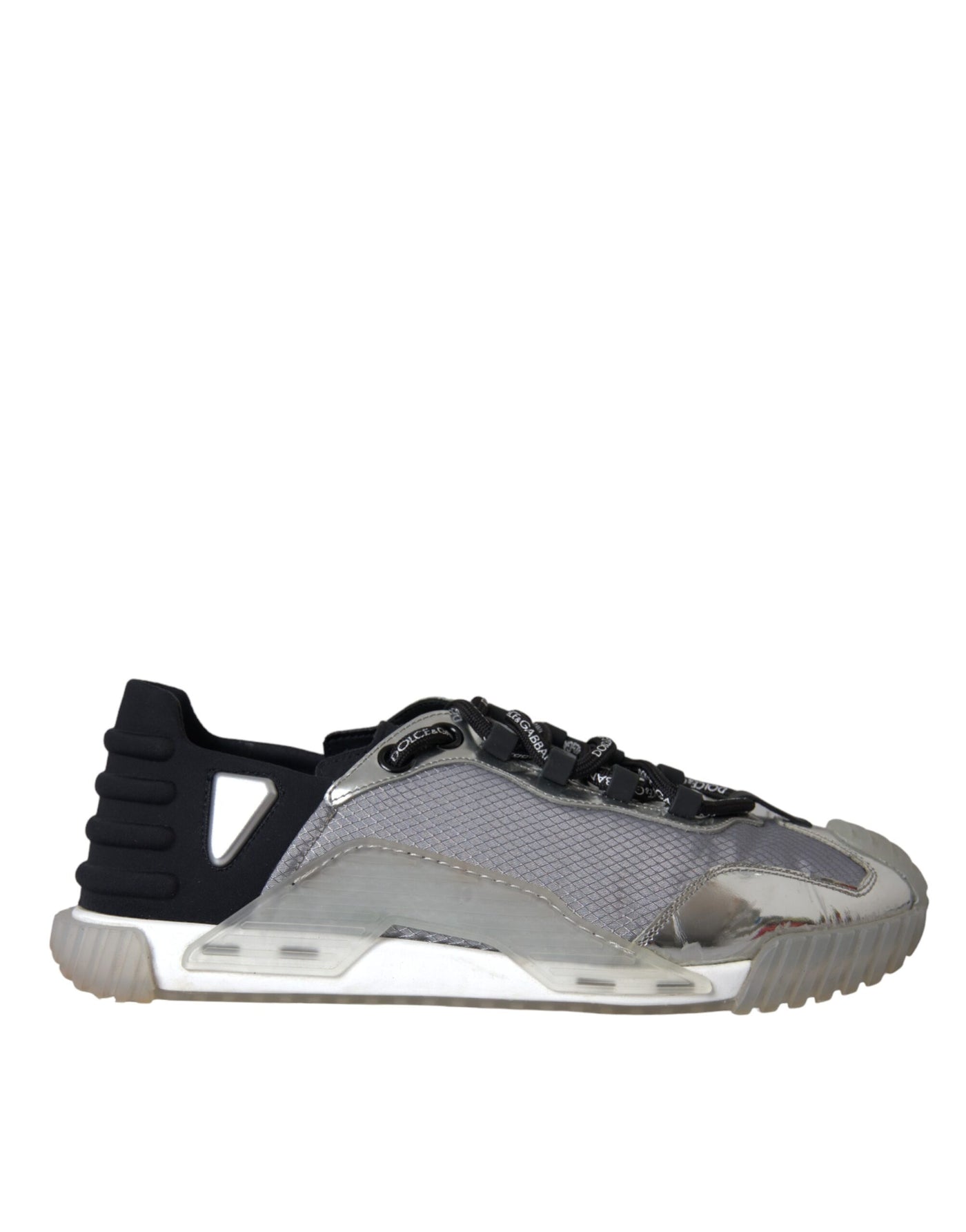 Dolce & Gabbana Silber Schwarz Nylon NS1 Low Top Sneakers Männer Schuhe