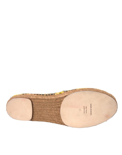 Dolce & Gabbana Multicolor Zitrone Slip On Espadrilles Schuhe