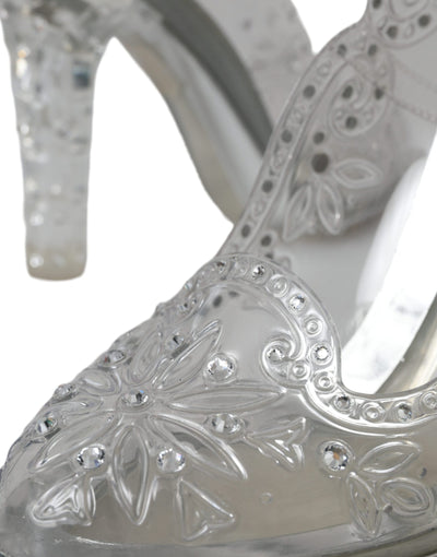 Dolce & Gabbana Klare florale Kristallabsätze CINDERELLA Schuhe