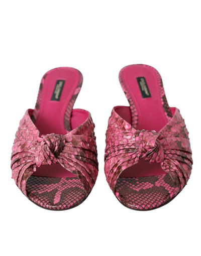 Dolce & Gabbana Rosa Exotische Leder Kitten Heels Rutschen Schuhe
