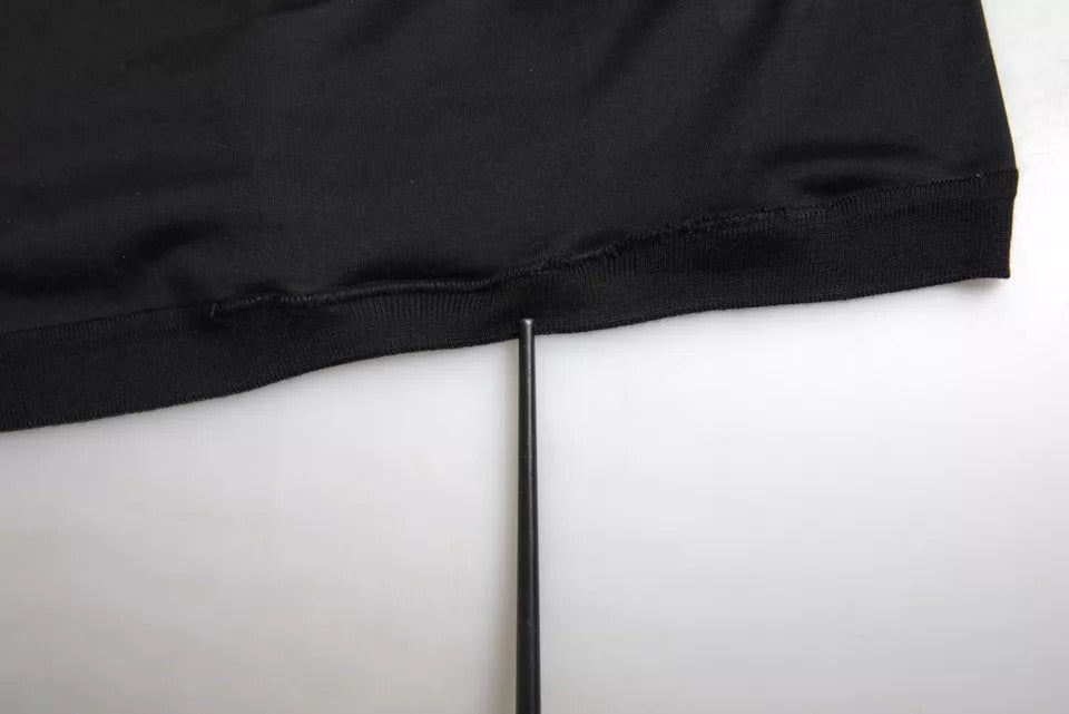 Dolce & Gabbana Schwarzes geknöpftes Kurzarm-T-Shirt mit Rundhalsausschnitt