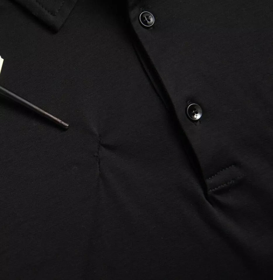 Dolce & Gabbana Schwarzes Logo-Polo-T-Shirt aus Baumwolle mit Kragen