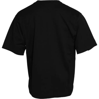 Dolce & Gabbana Schwarzes Logo-Patch T-Shirt mit Rundhalsausschnitt aus Baumwolle