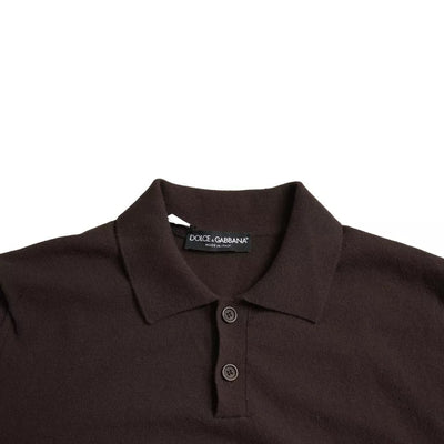 Dolce & Gabbana Braunes Logo-Kragen-T-Shirt mit kurzen Ärmeln für Männer