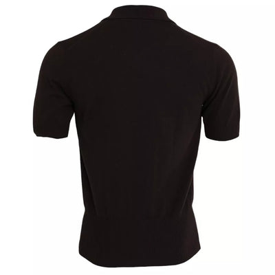 Dolce & Gabbana Braunes Logo-Kragen-T-Shirt mit kurzen Ärmeln für Männer