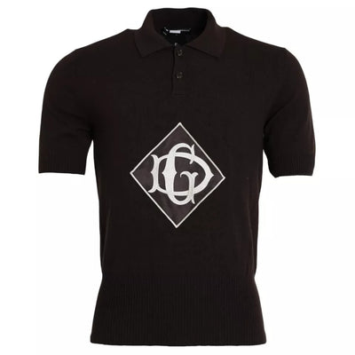 Dolce & Gabbana Braunes Logo-Kragen-T-Shirt mit kurzen Ärmeln für Männer