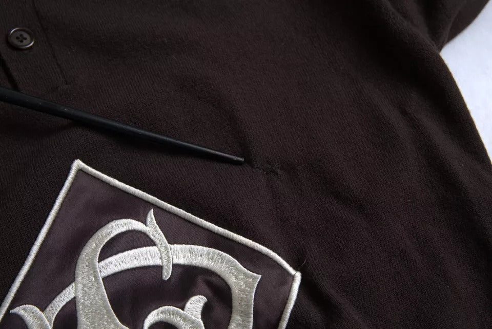 Dolce & Gabbana Braunes Logo-Kragen-T-Shirt mit kurzen Ärmeln für Männer