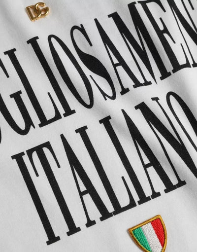 Dolce & Gabbana Weißes Logo Baumwoll-Rundhals-T-Shirt mit kurzen Ärmeln