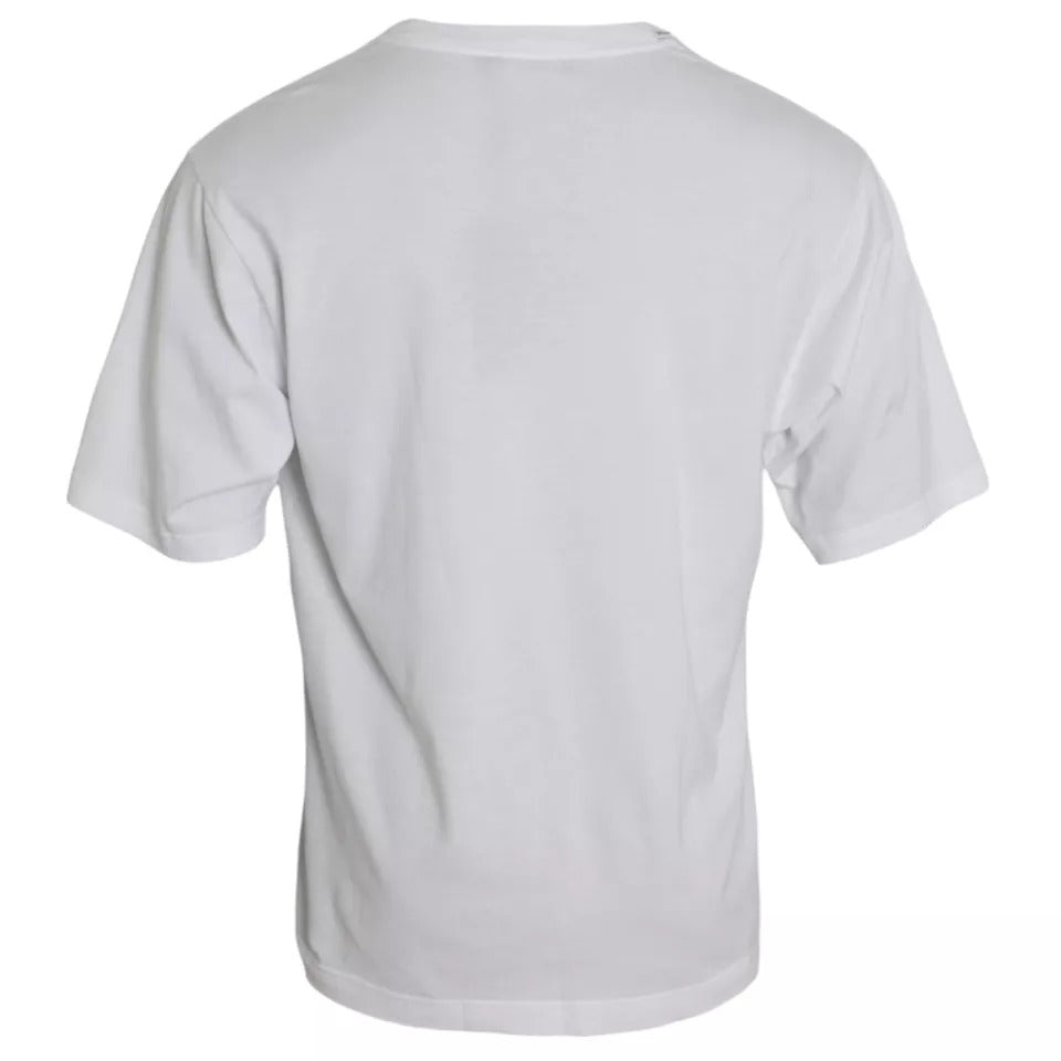 Dolce & Gabbana Weißes Logo Baumwoll-Rundhals-T-Shirt mit kurzen Ärmeln