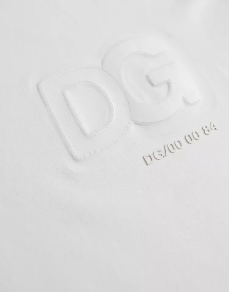 Dolce & Gabbana Weißes T-Shirt mit Logo-Prägung aus Baumwolle mit Rundhalsausschnitt