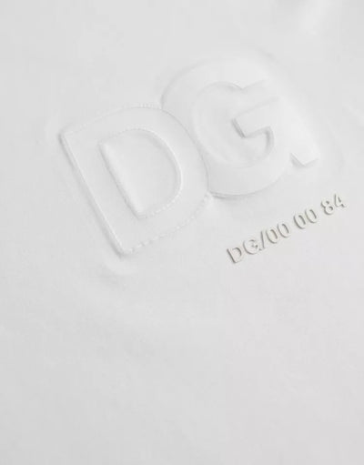 Dolce & Gabbana Weißes T-Shirt mit Logo-Prägung aus Baumwolle mit Rundhalsausschnitt