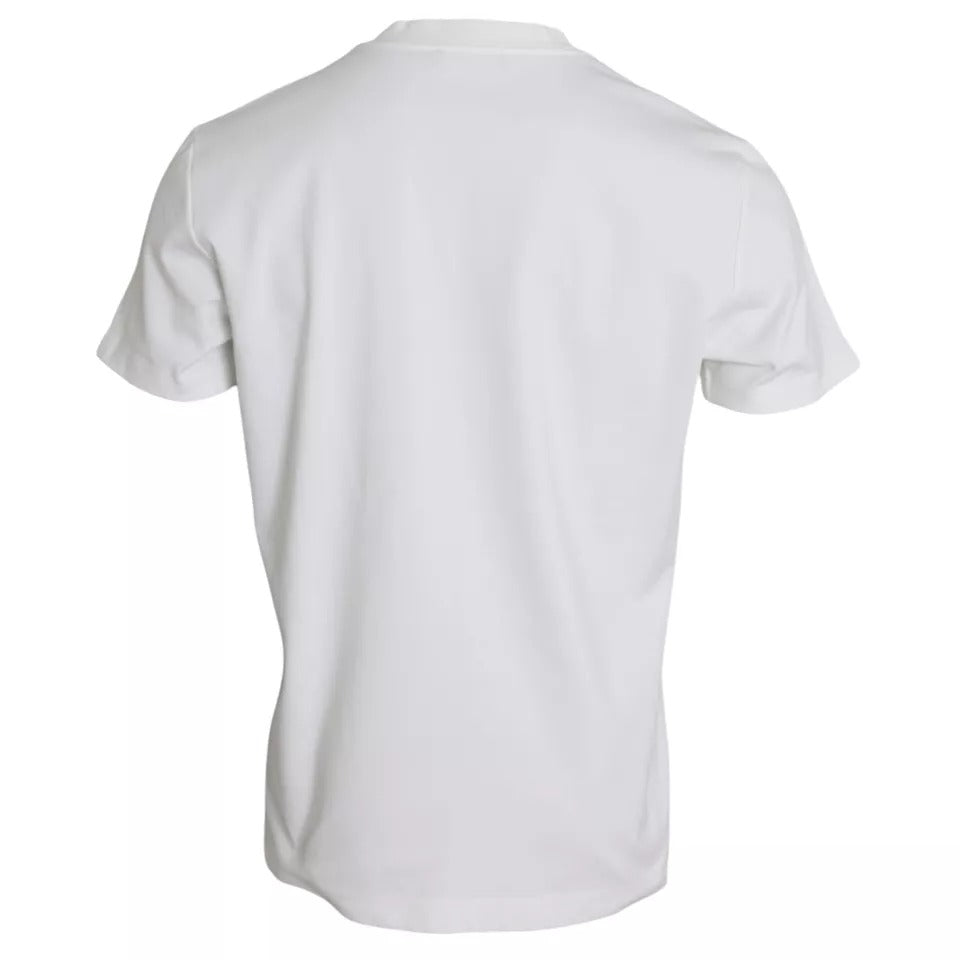 Dolce & Gabbana Weißes T-Shirt mit Logo-Prägung aus Baumwolle mit Rundhalsausschnitt