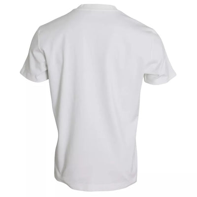 Dolce & Gabbana Weißes T-Shirt mit Logo-Prägung aus Baumwolle mit Rundhalsausschnitt