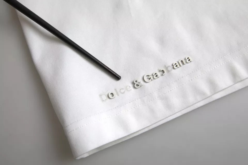 Dolce & Gabbana Weißes T-Shirt mit Logo-Prägung aus Baumwolle mit Rundhalsausschnitt
