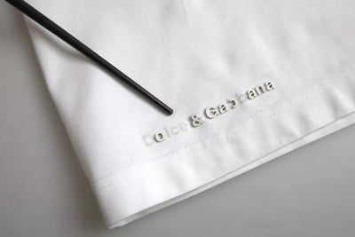 Dolce & Gabbana Weißes T-Shirt mit Logo-Prägung aus Baumwolle mit Rundhalsausschnitt