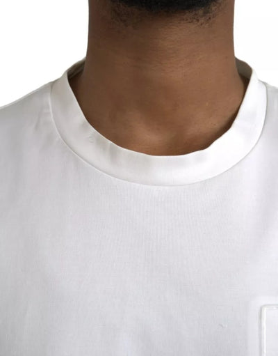 Dolce & Gabbana Weißes T-Shirt mit Logo-Prägung aus Baumwolle mit Rundhalsausschnitt