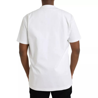 Dolce & Gabbana Weißes T-Shirt mit Logo-Prägung aus Baumwolle mit Rundhalsausschnitt