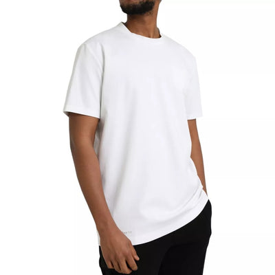 Dolce & Gabbana Weißes T-Shirt mit Logo-Prägung aus Baumwolle mit Rundhalsausschnitt