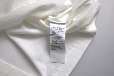 Dolce & Gabbana Weißes Logo-Blumen-Baumwoll-T-Shirt mit Rundhalsausschnitt