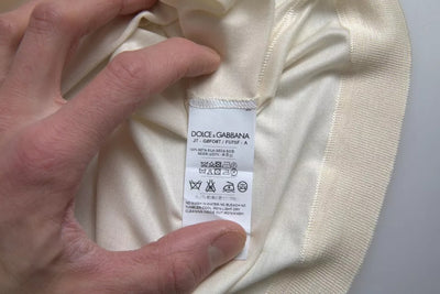 Dolce & Gabbana Weißes kurzes Seiden-T-Shirt mit Knopfverschluss