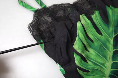 Dolce & Gabbana Schwarzes Seiden-Camisole mit Philodendron-Druck Unterwäsche