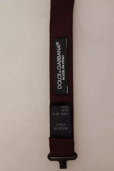Dolce & Gabbana Bordeaux Seide Verstellbare Hals Männer Fliege