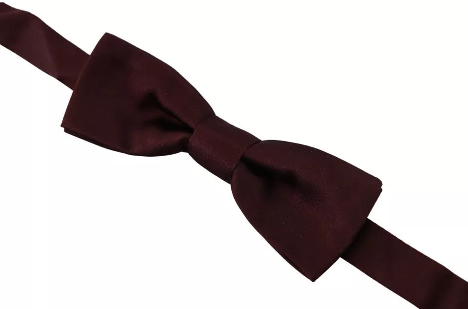 Dolce & Gabbana Bordeaux Seide Verstellbare Hals Männer Fliege