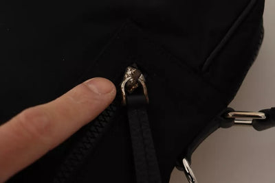 Dolce & Gabbana Schwarze Nylon Leder DG Logo Patch Messenger Cross Body Bag