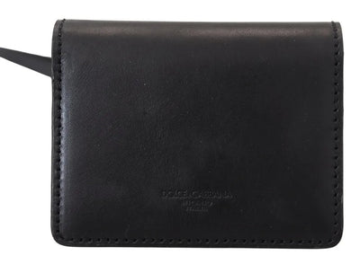 Dolce & Gabbana Schwarzes Leder Bifold Shoulder Sling Frauen Brieftasche