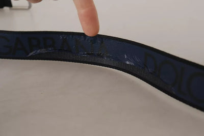 Dolce & Gabbana Blau Schwarz Logo Druck Silber Schnalle Gürtel