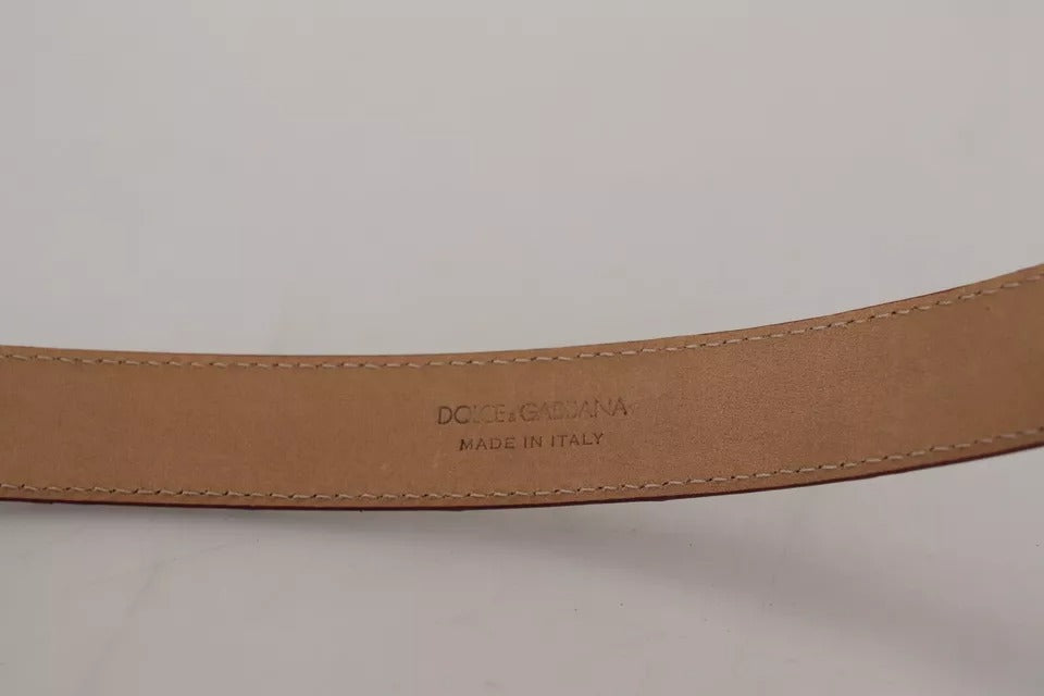 Dolce & Gabbana Brauner Ledergürtel mit goldgravierter Metallschnalle