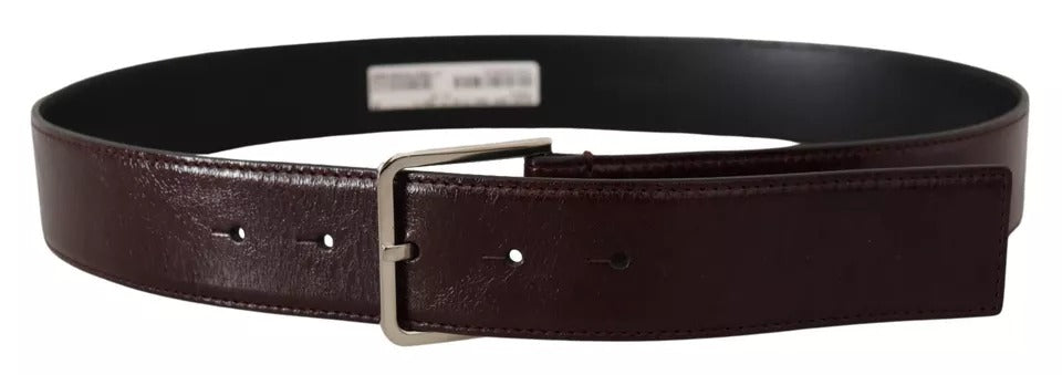 Dolce & Gabbana Dunkelbrauner Ledergürtel mit eingraviertem Logo und Metallschnalle